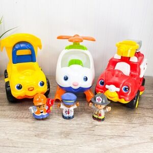 Fisher Price Little People Construction Dump Truck Fire Truck Helicopter Sounds